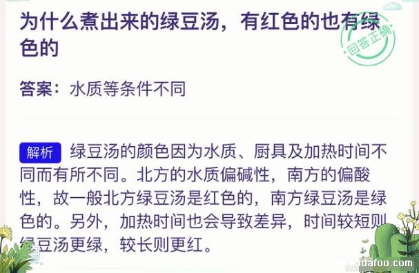 綠豆湯為什么煮出來是紅色的，北方水質(zhì)偏堿性或接觸到空氣氧化了